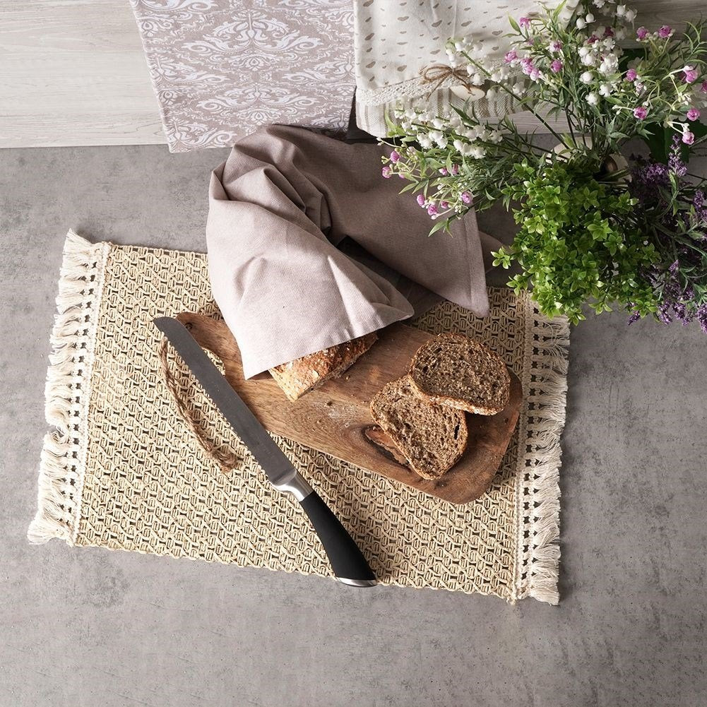 Boho Placemat with Fringes in Paper and Cotton