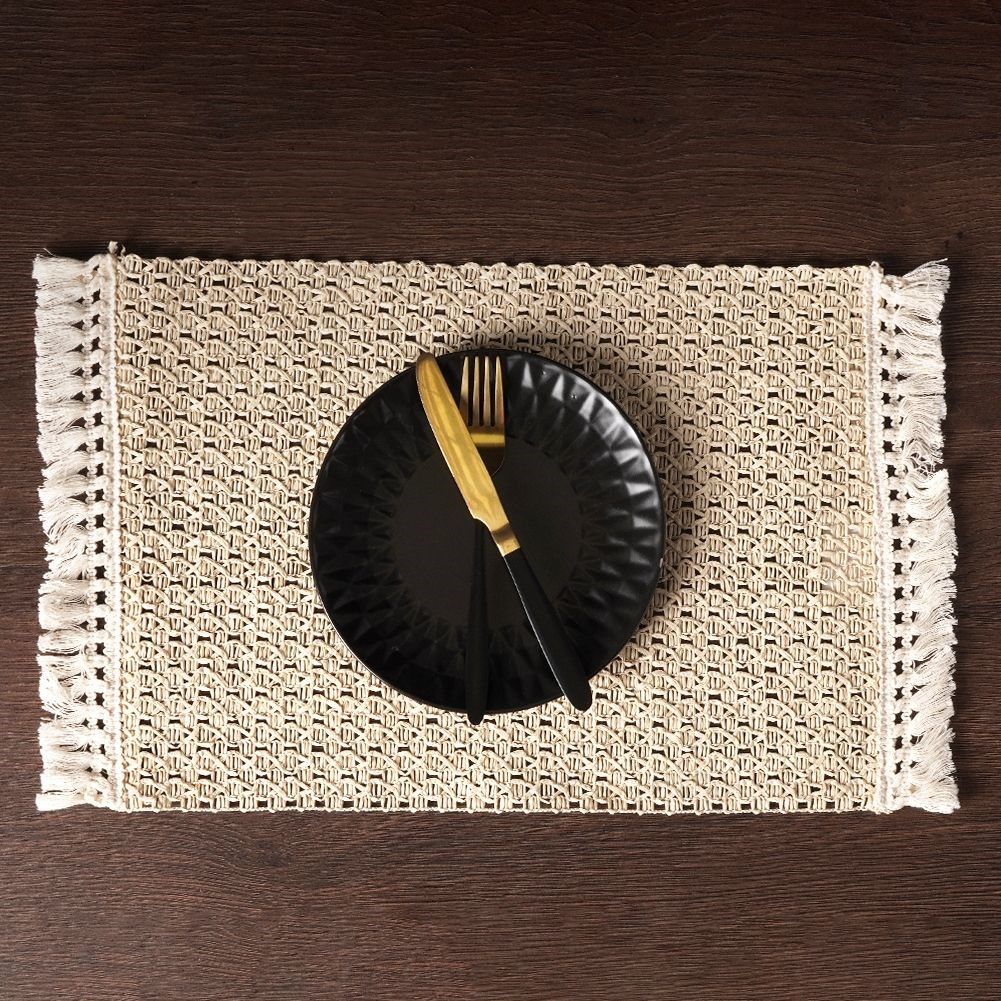Boho Placemat with Fringes in Paper and Cotton
