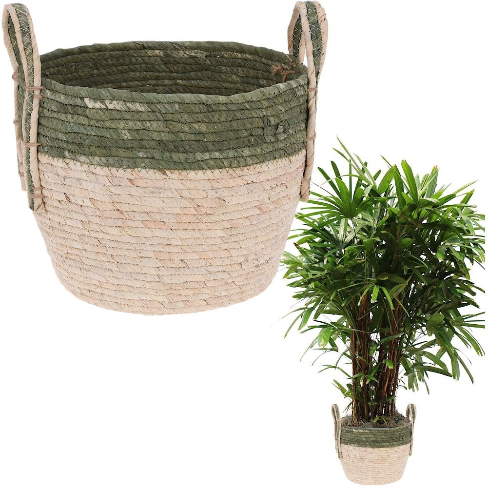 Boho Plant Basket made of Sustainable Seaweed with Practical Handles