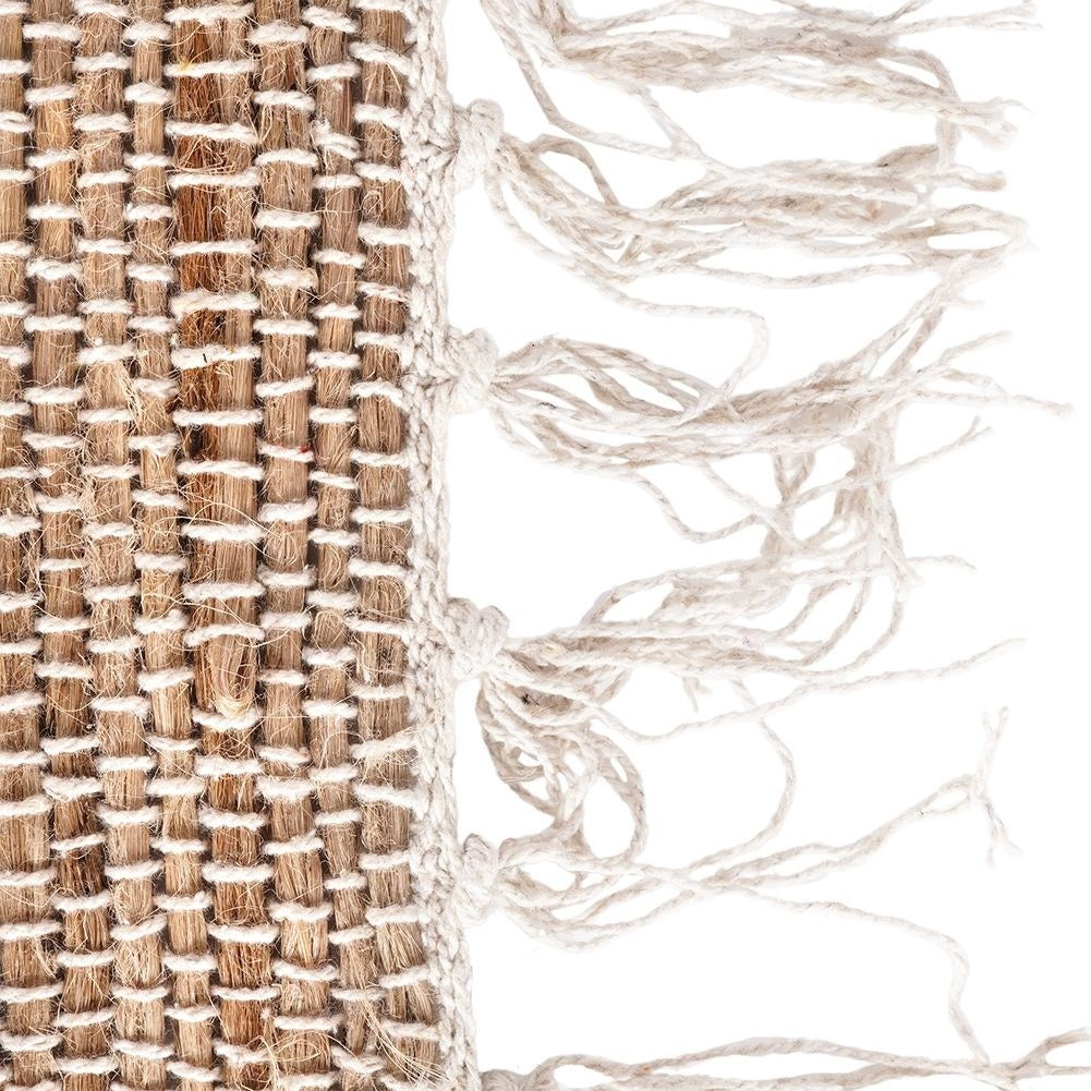 Boho Rectangular Rug in Cotton and Jute with Fringes