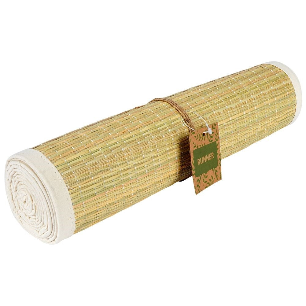 Boho Table Decoration in Natural Grass and Beige Cotton