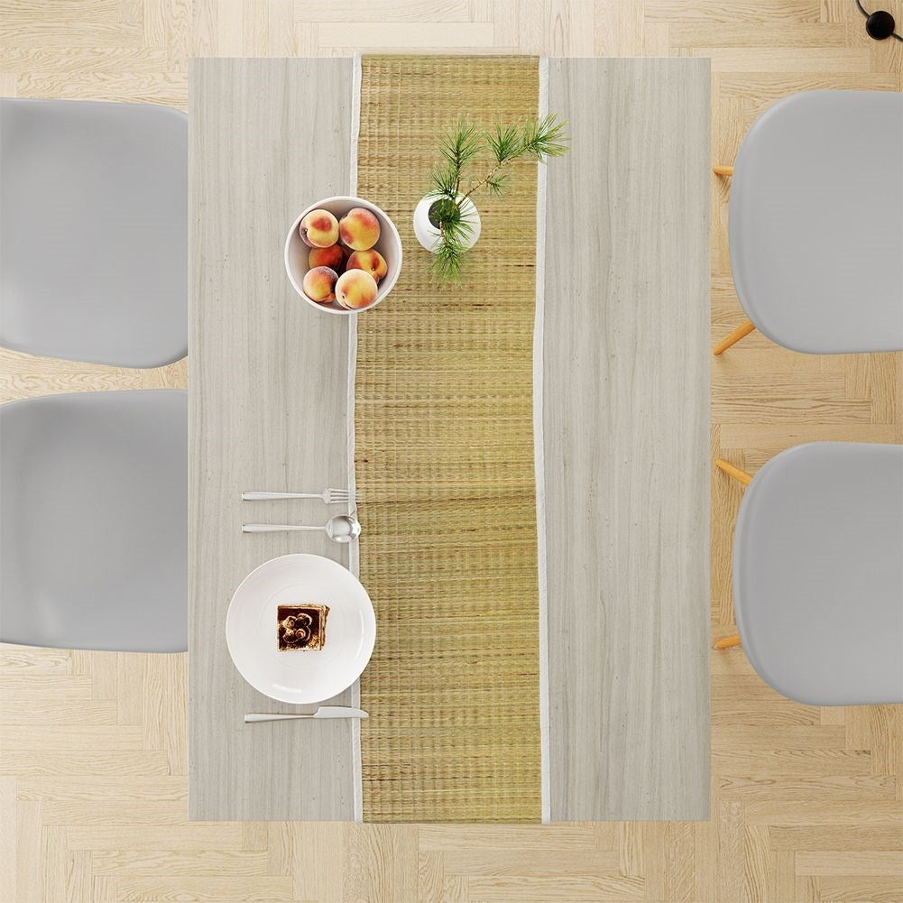 Boho Table Decoration in Natural Grass and Beige Cotton