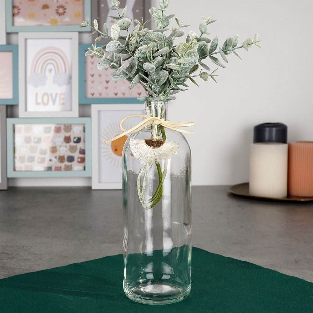 Boho glass vase with flower pendant