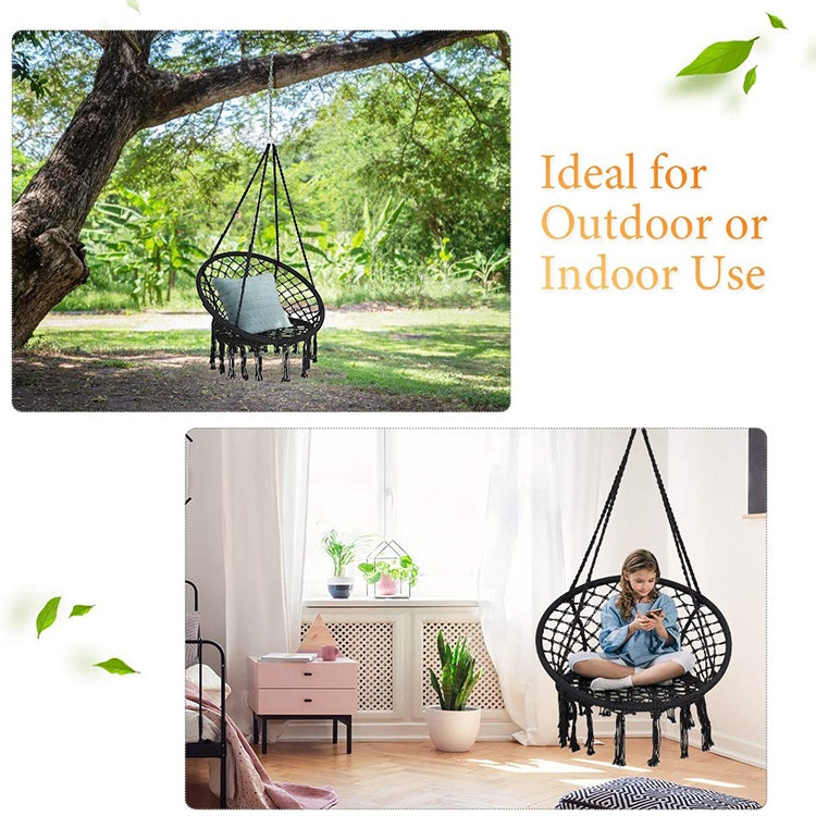 Boho hanging chair, garden swing, stork's nest, black