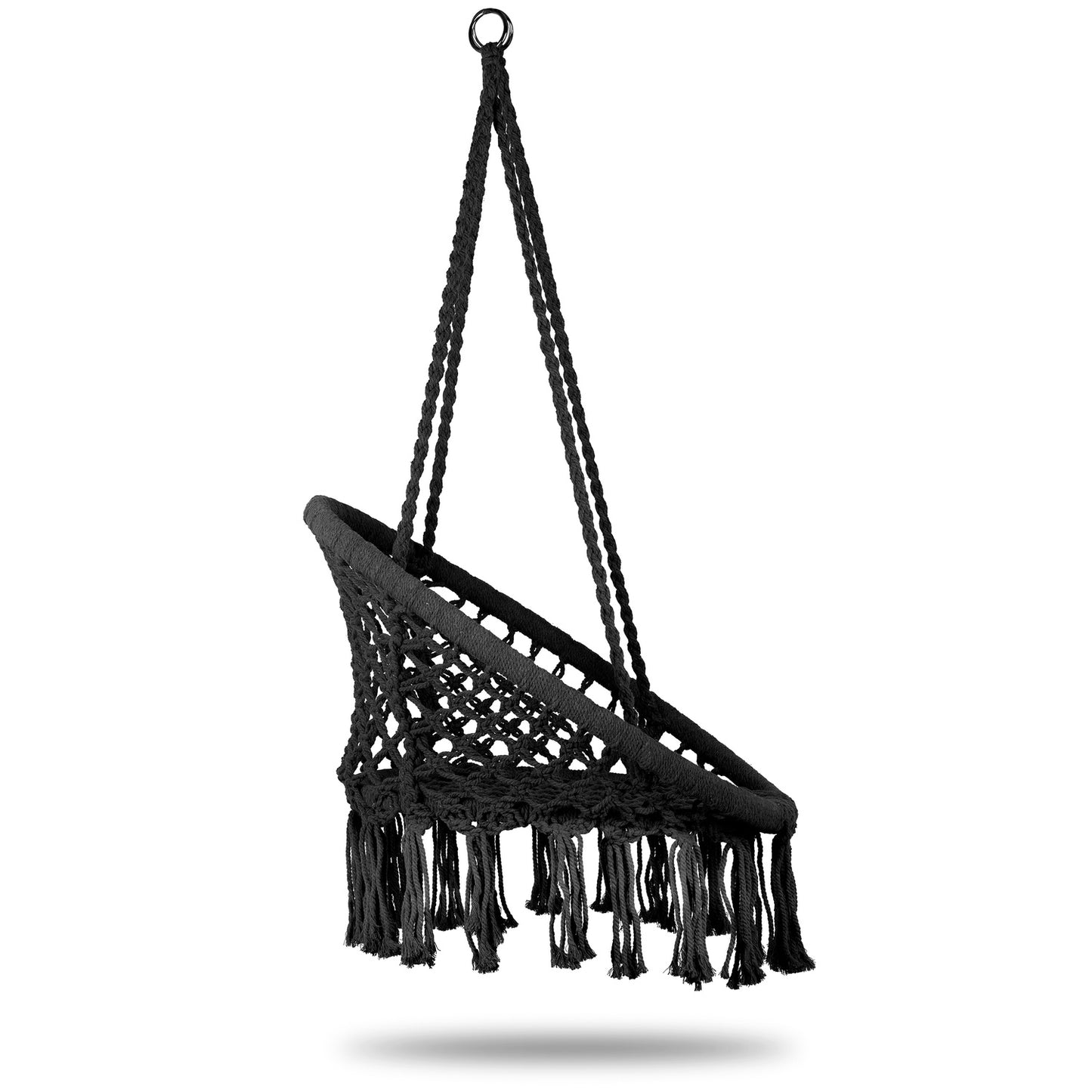 Boho hanging chair, garden swing, stork's nest, black