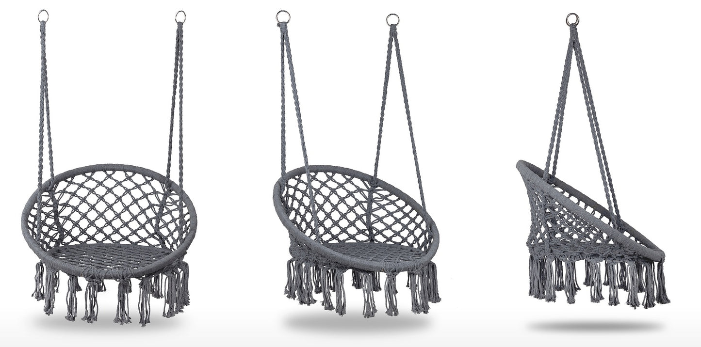 Boho hanging chair, garden swing, stork's nest, gray