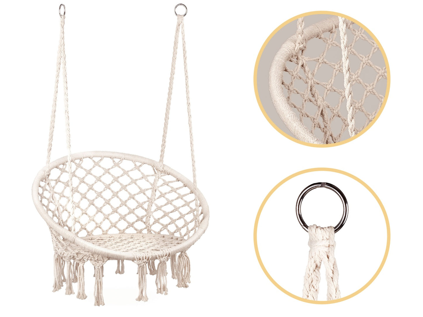 Boho hanging chair, garden swing, stork's nest, white