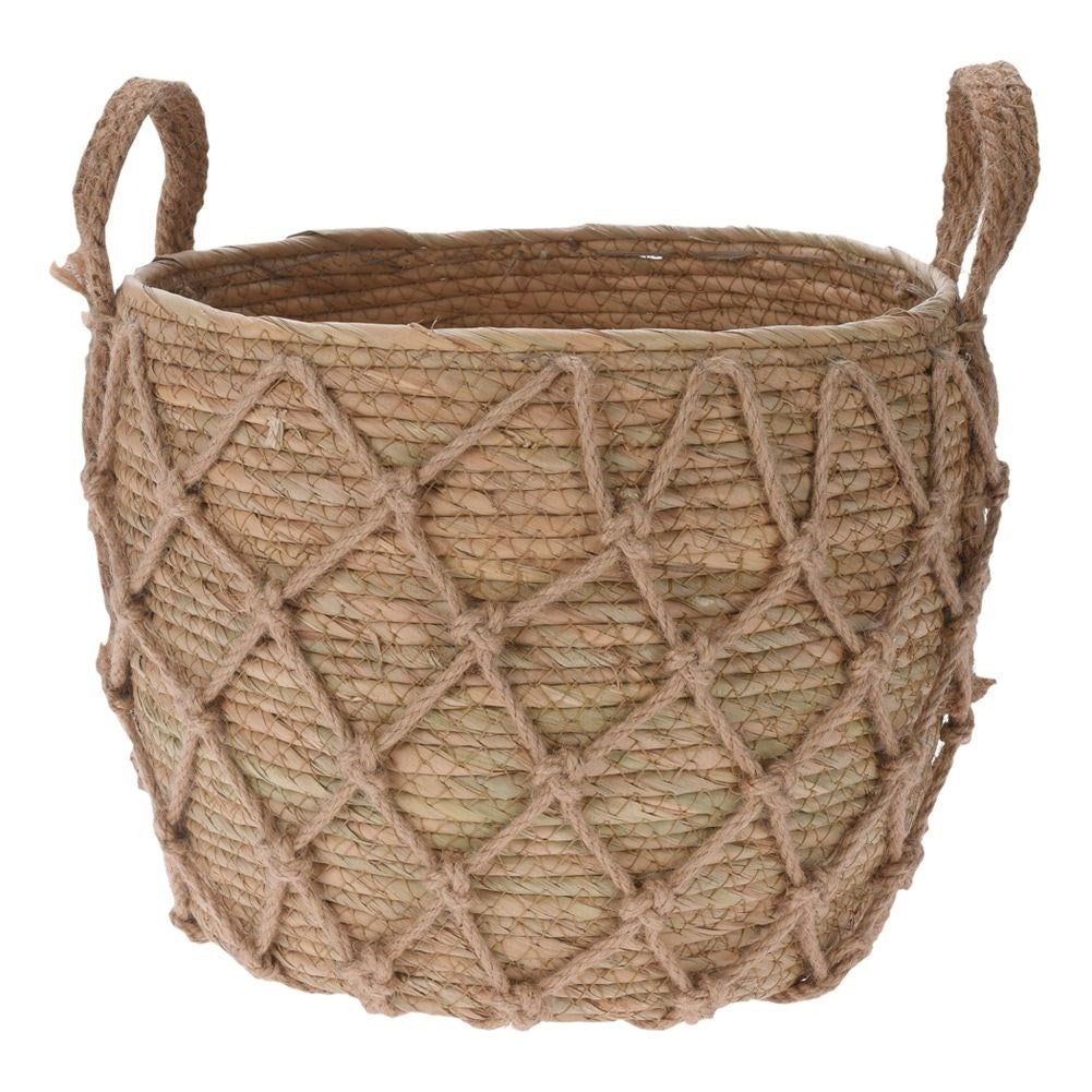 Boho plant pot in seaweed with handle