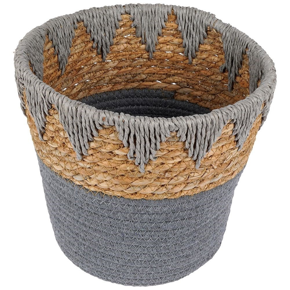 Boho pot in braided rattan for live and artificial plants