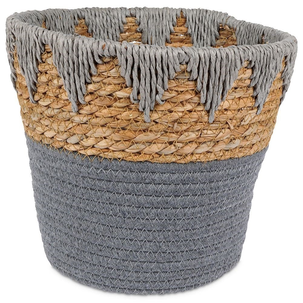 Boho pot in braided rattan for live and artificial plants