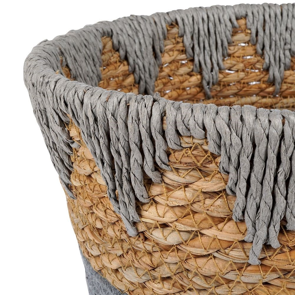Boho pot in braided rattan for live and artificial plants
