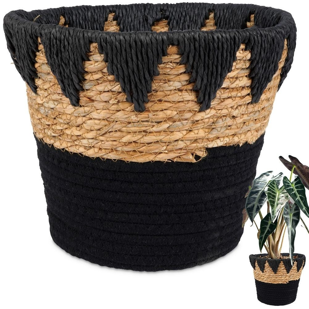 Boho pot in rattan, cotton and paper for all plants