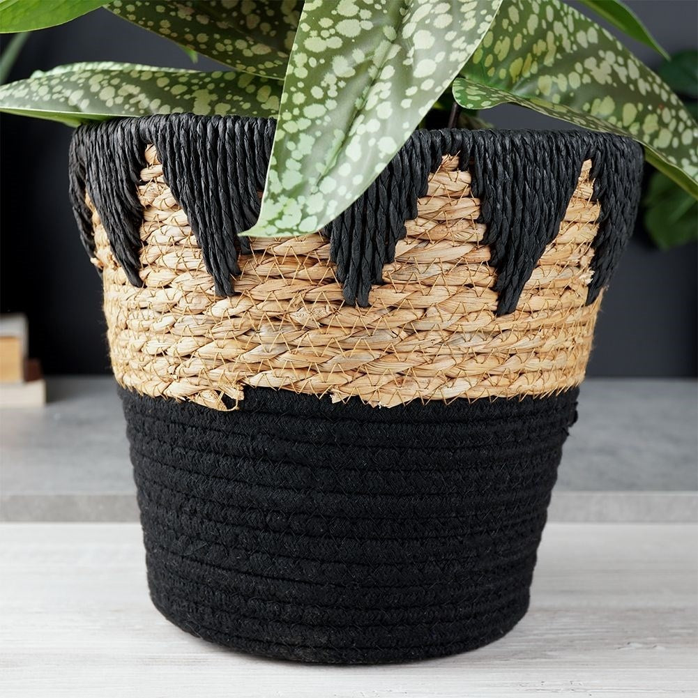 Boho pot in rattan, cotton and paper for all plants
