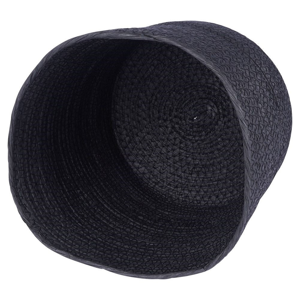Boho style black bin for storage and pot cover