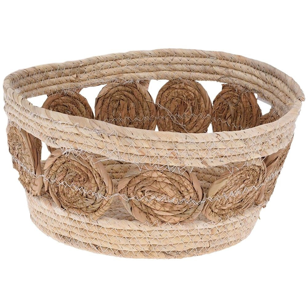 Boho-style woven seagrass basket for pots and storage