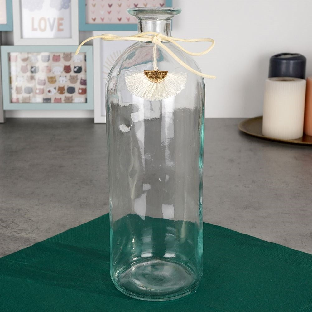 Boho vase in glass with pendant for flowers