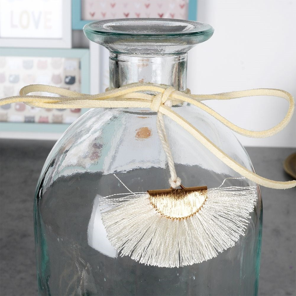 Boho vase in glass with pendant for flowers