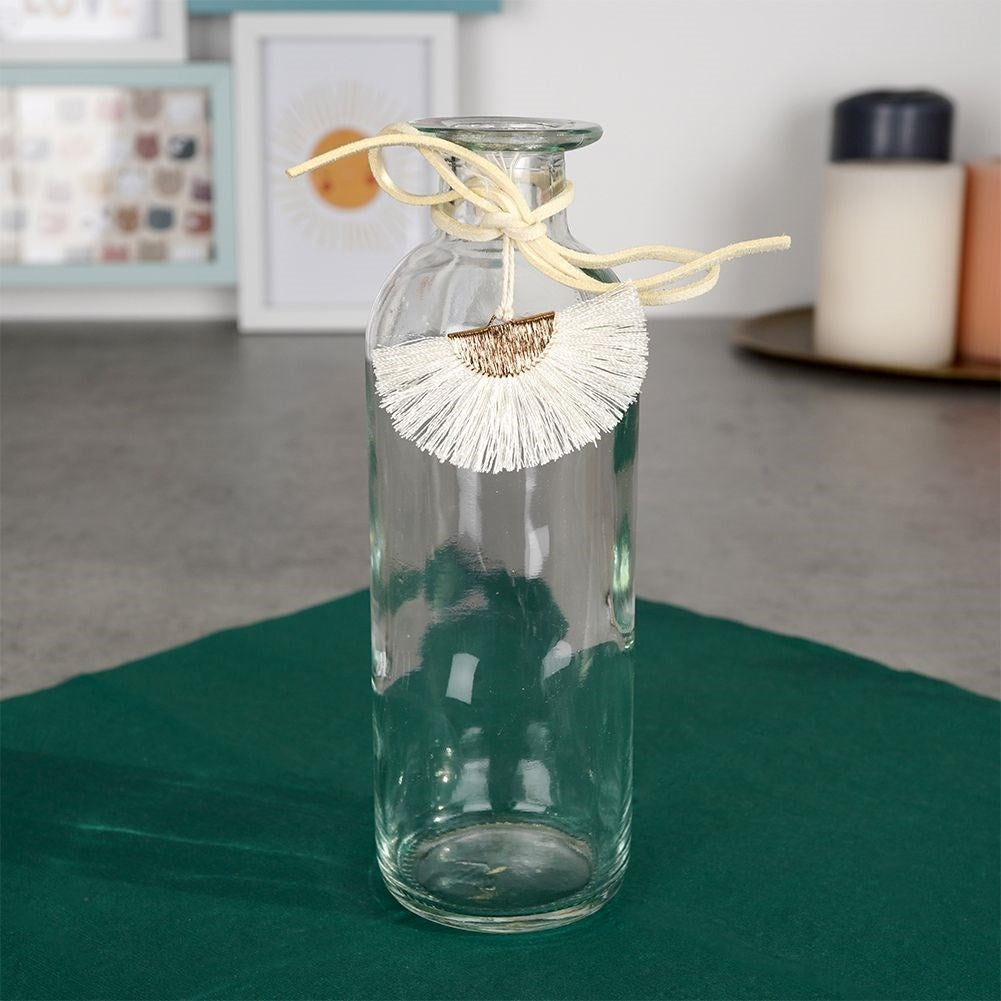 Boho vase in transparent glass with pendant
