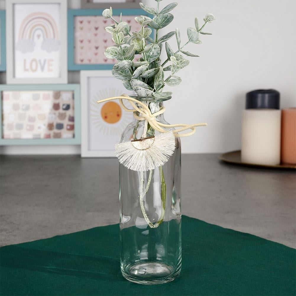 Boho vase in transparent glass with pendant