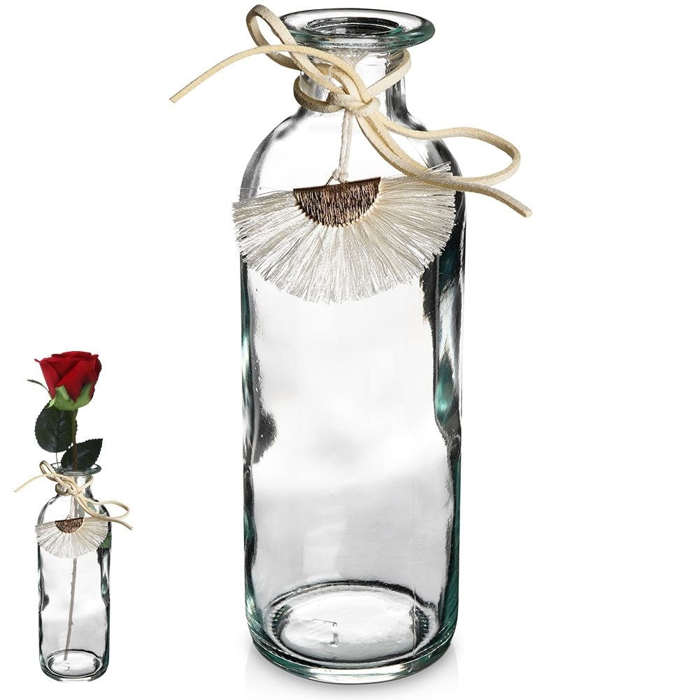 Boho vase in transparent glass with pendant