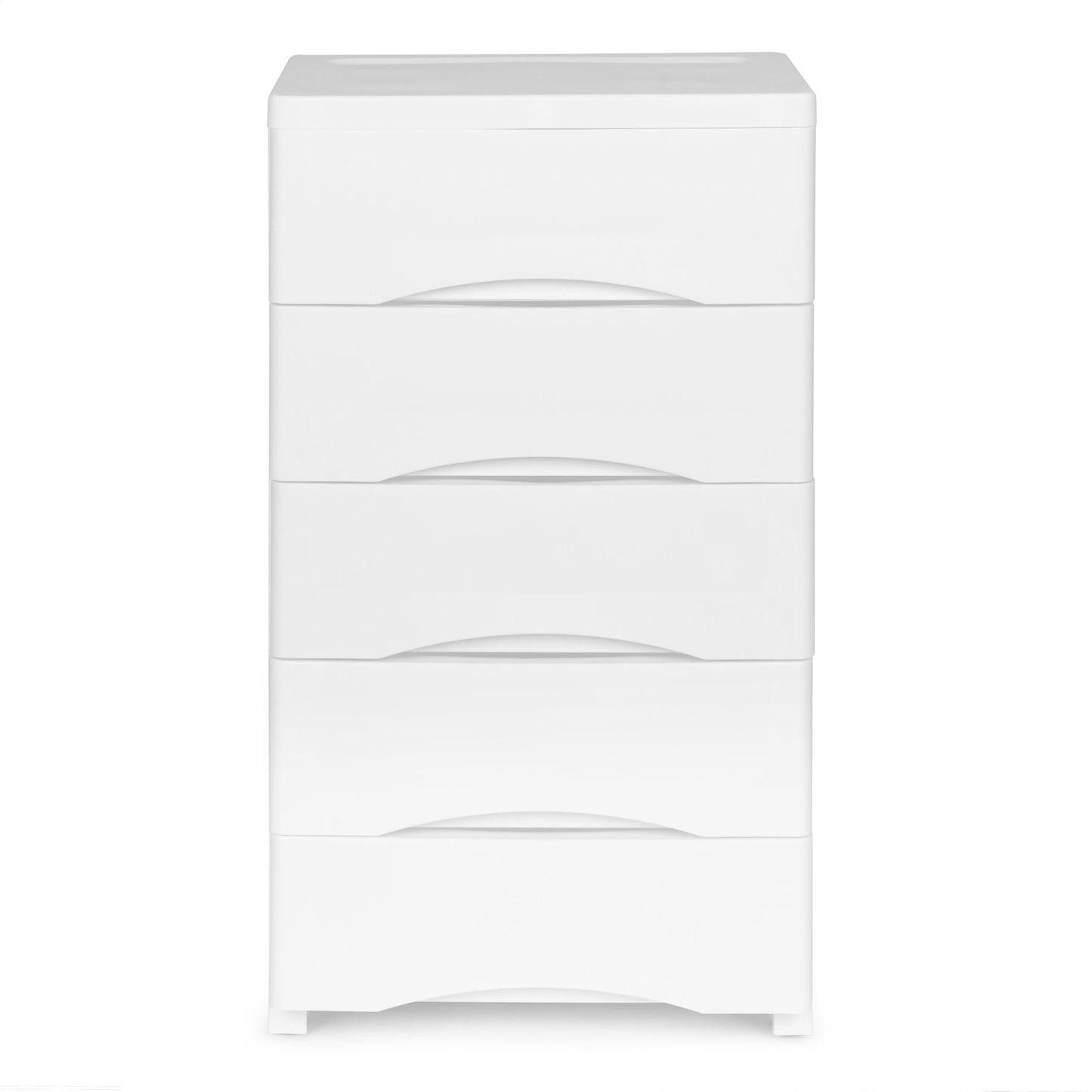 Bookcase with 5 pull-out drawers, legs with wheels - white