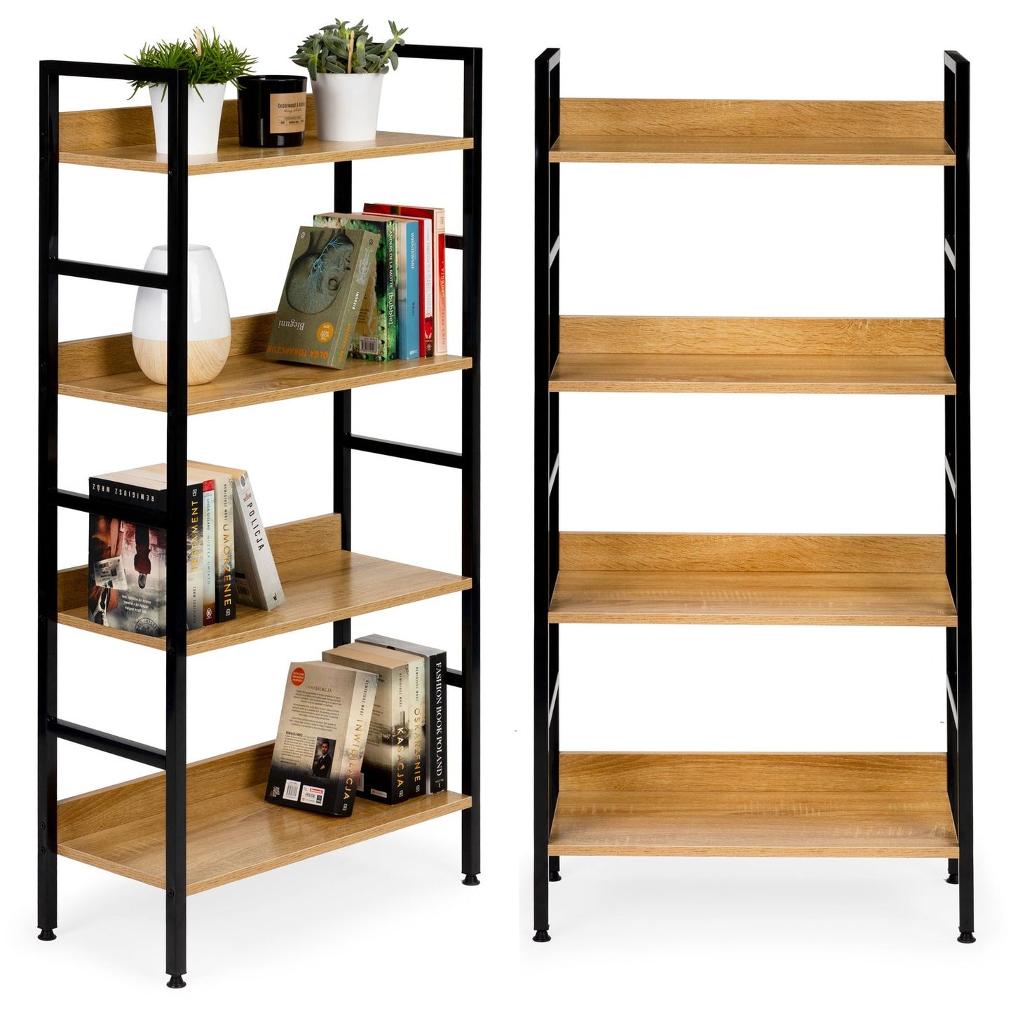 Bookcase wooden industrial cabinet loft bookshelves