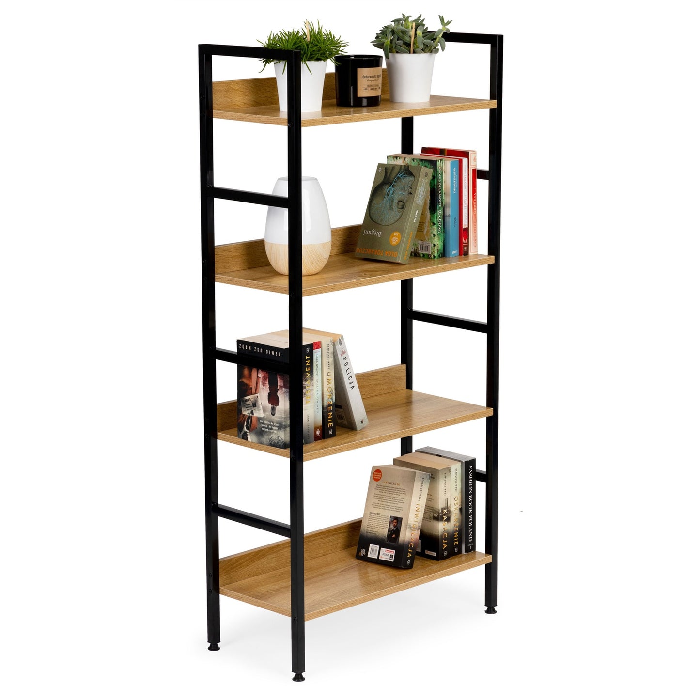 Bookcase wooden industrial cabinet loft bookshelves