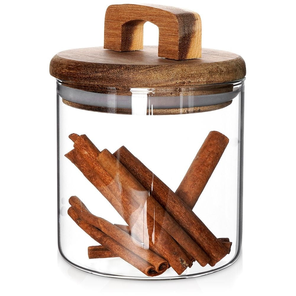 Borosilicate Glass Jar with Acacia Wood Lid - Airtight Storage