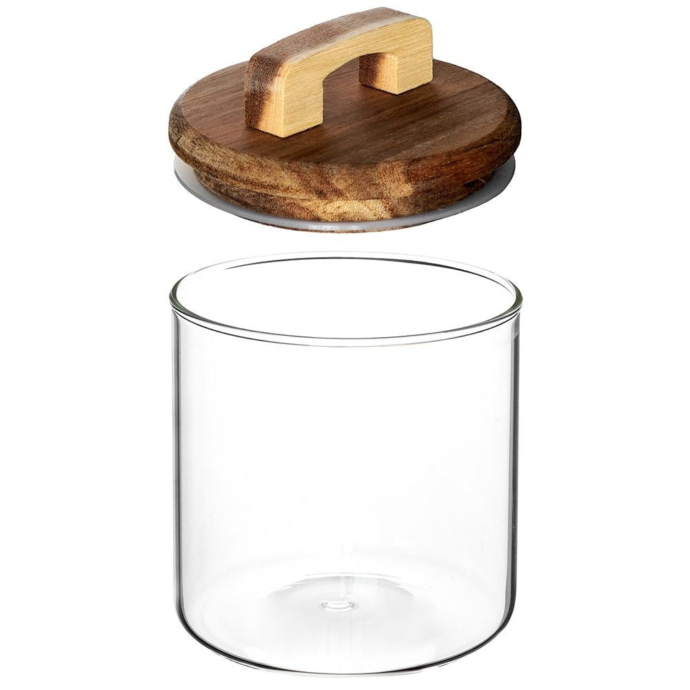 Borosilicate Glass Jar with Acacia Wood Lid - Airtight Storage