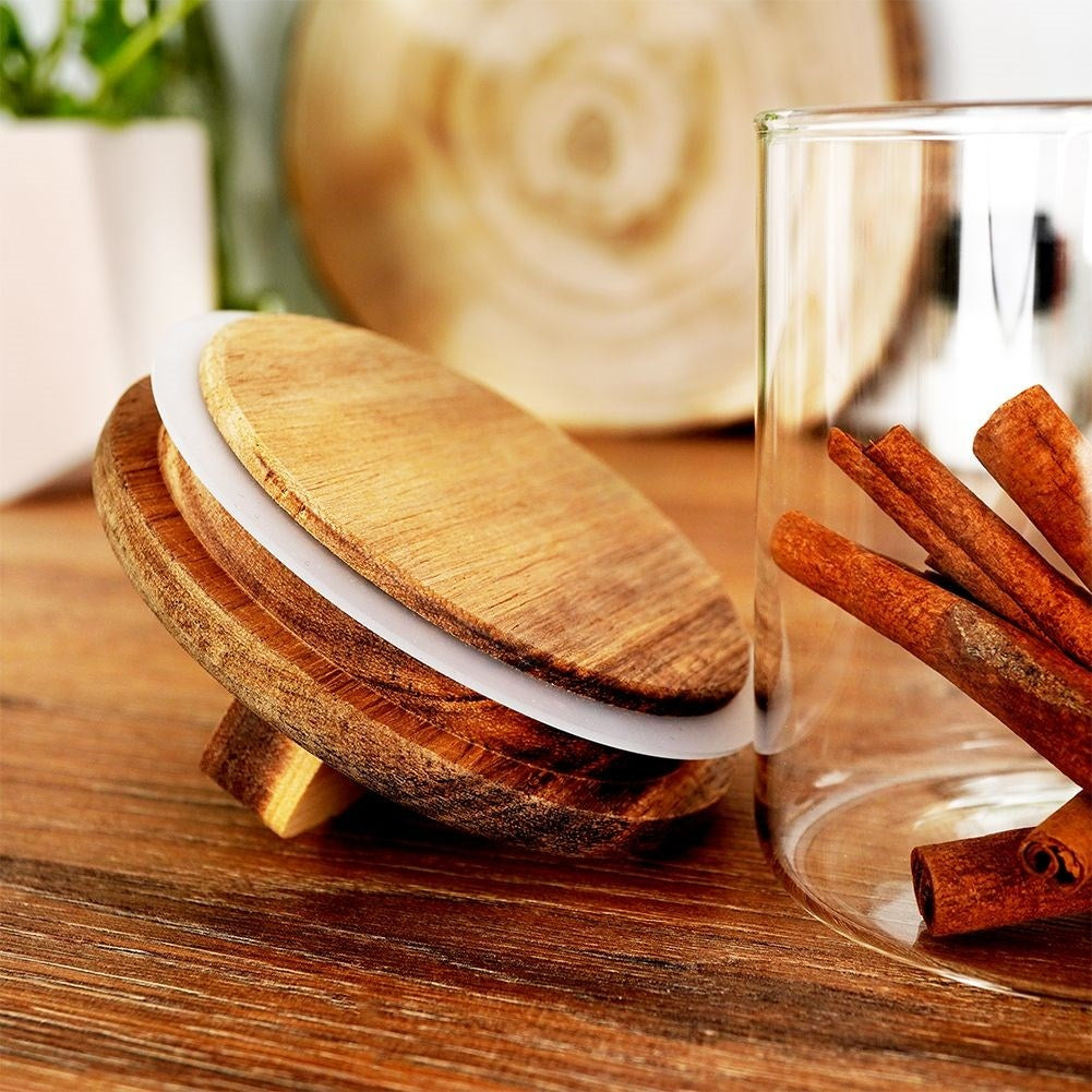 Borosilicate Glass Jar with Acacia Wood Lid - Airtight Storage