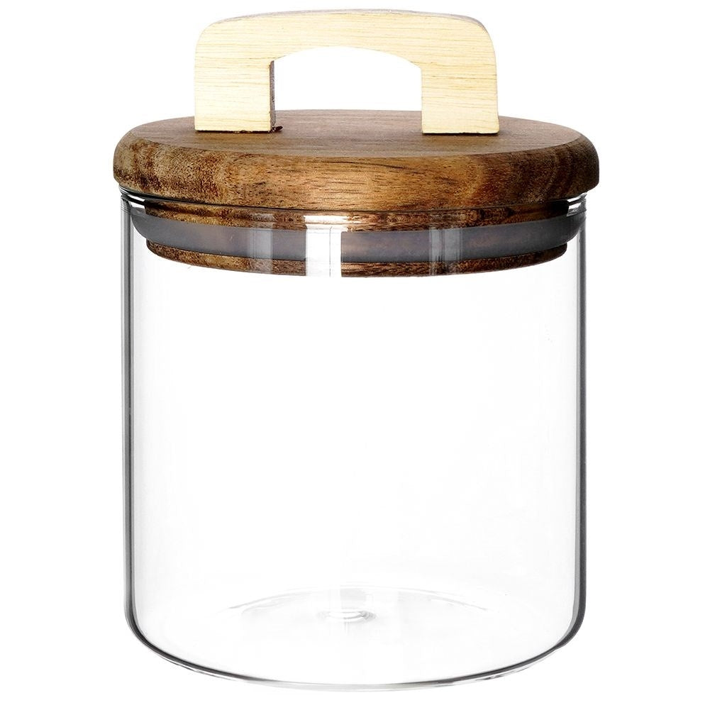 Borosilicate Glass Jar with Acacia Wood Lid - Airtight Storage
