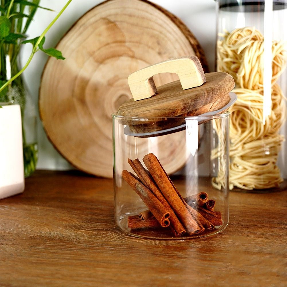 Borosilicate Glass Jar with Acacia Wood Lid - Airtight Storage
