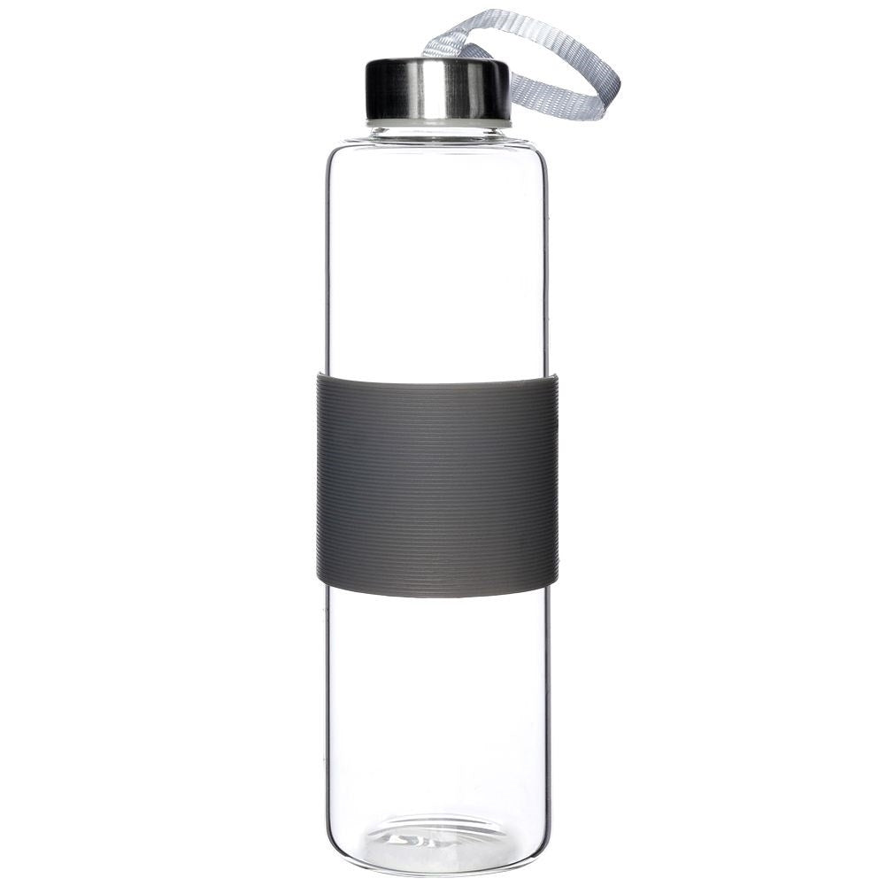 Bottle 600 ml borosilicate glass with silicone cover and steel screw cap