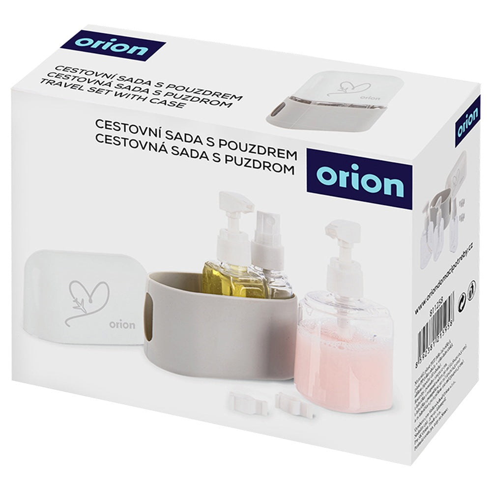 Bottles travel containers for cosmetics in a 4-piece case