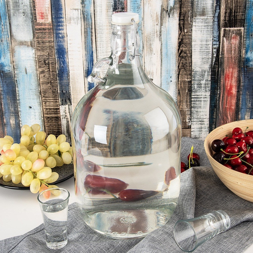 Bottle with clip, glass jug, 5 l