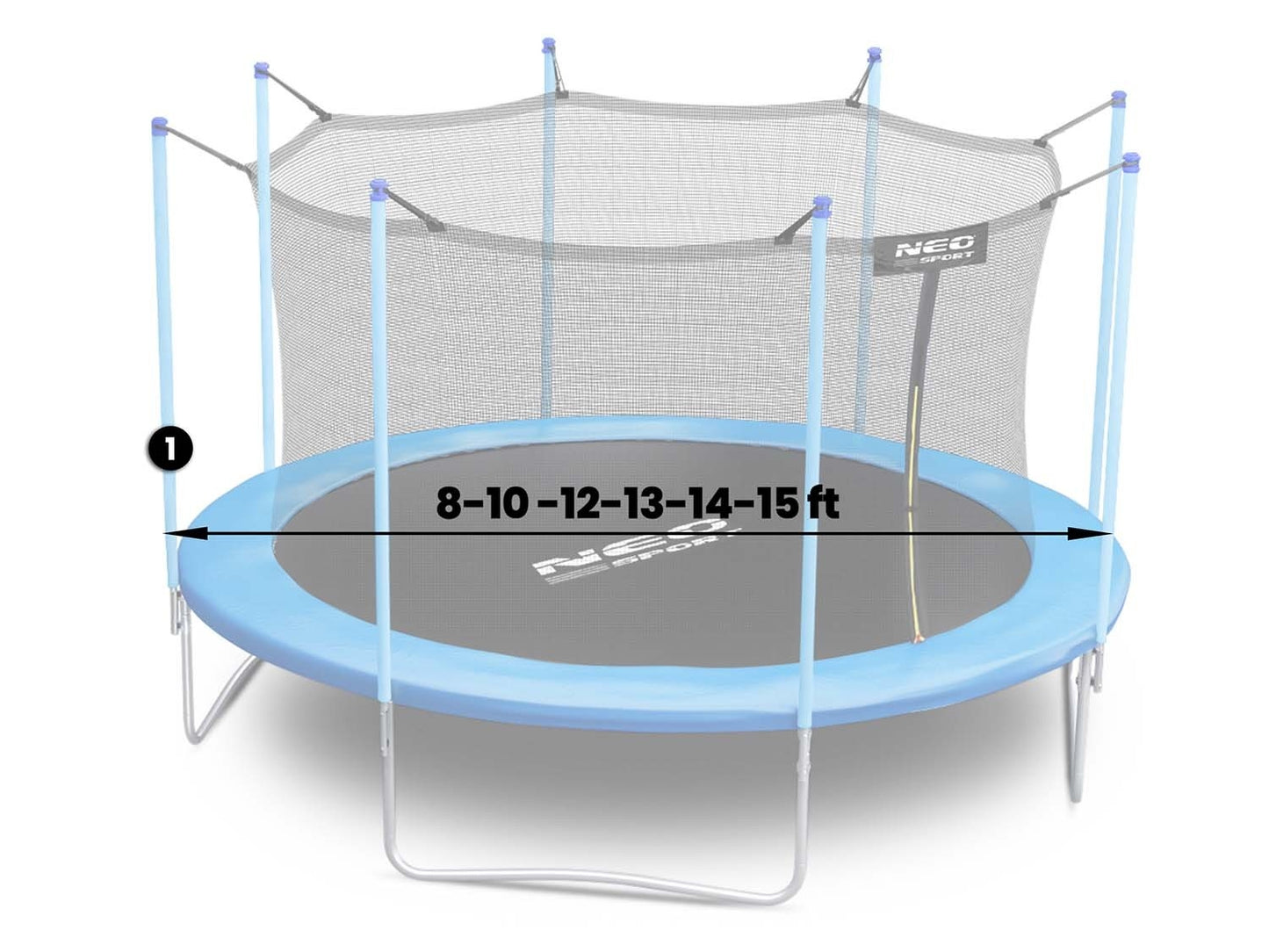Bottom pole for trampoline with external and internal net 8-15 ft blue Neo-Sport
