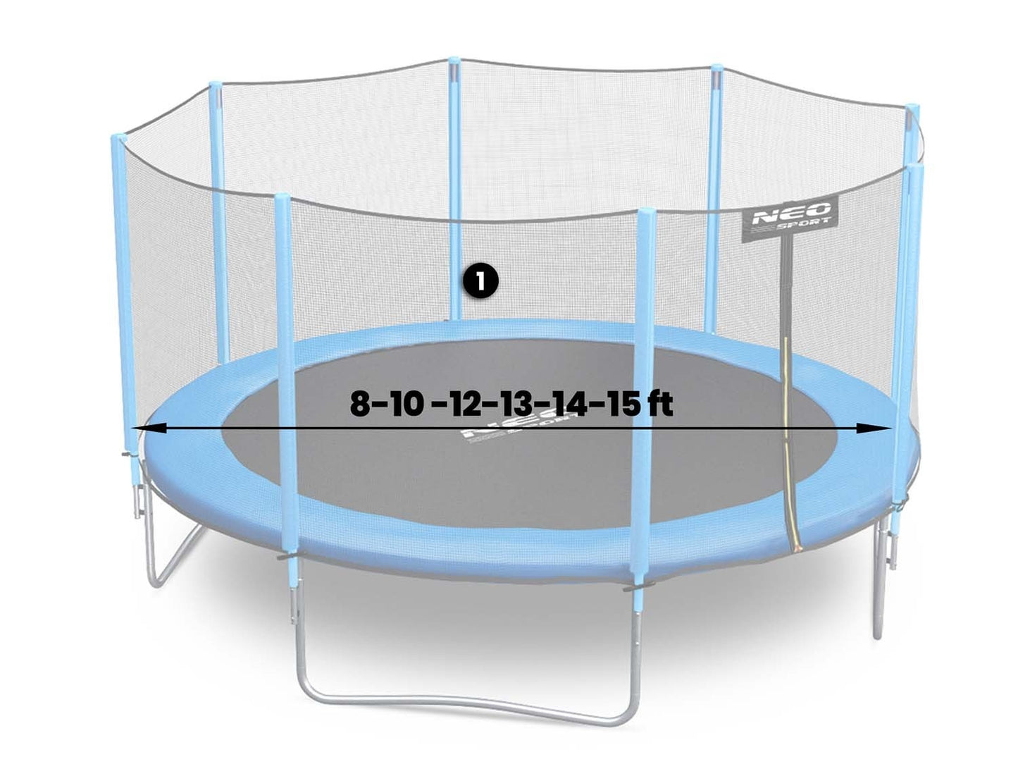Bottom pole for trampoline with external and internal net 8-15 ft blue Neo-Sport