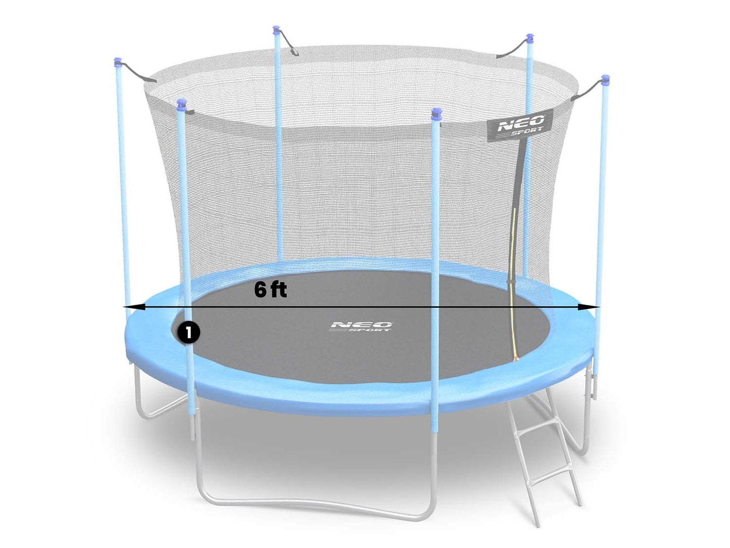 Bottom post for trampoline with outer and inner net 6 ft blue Neo-Sport