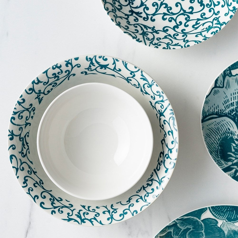 Bowl 600 ml Porcelain, Turquoise Decor, Dishwasher safe
