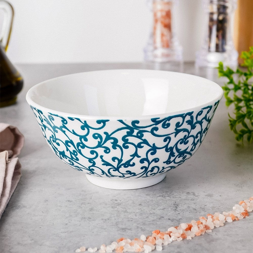 Bowl 600 ml Porcelain, Turquoise Decor, Dishwasher safe