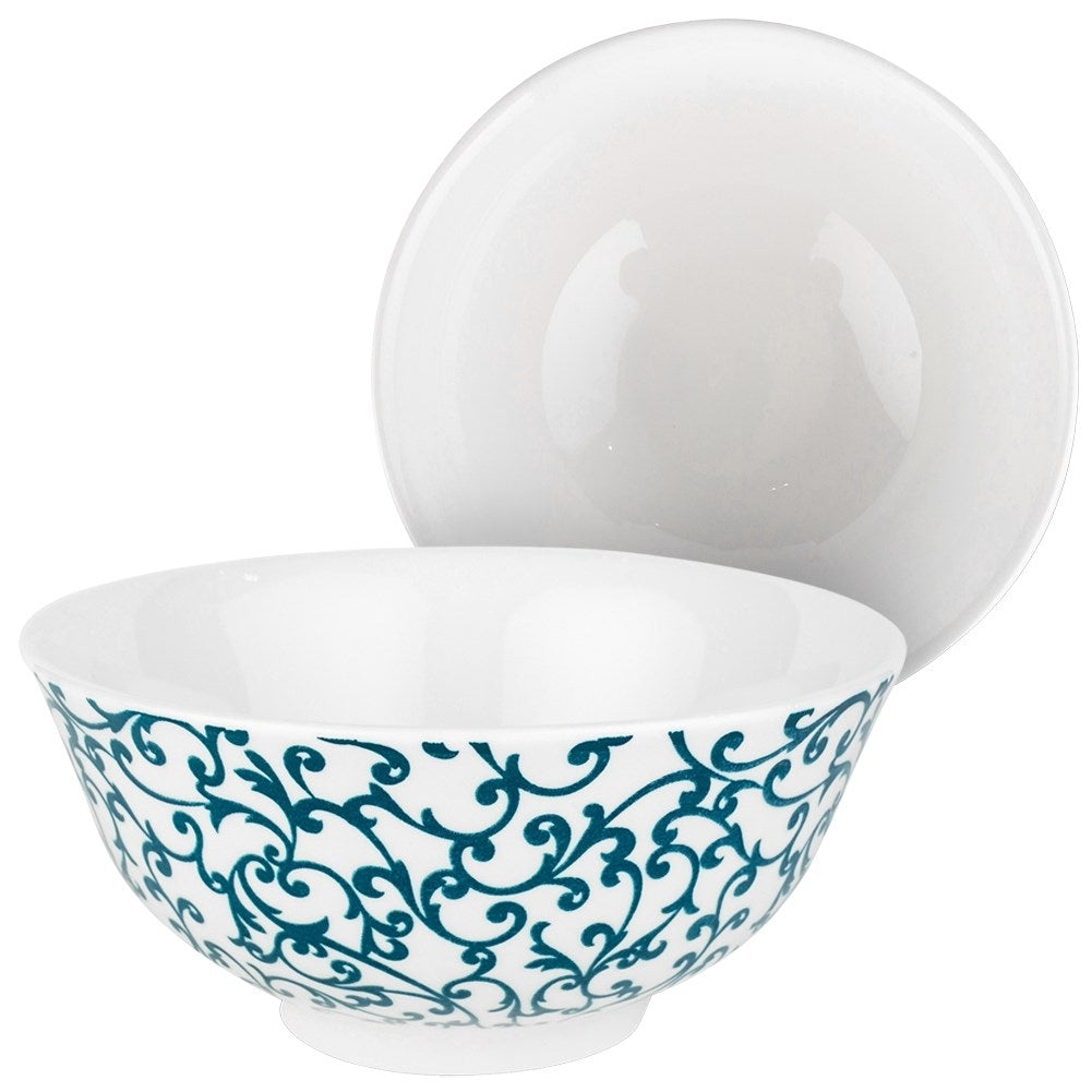 Bowl 600 ml Porcelain, Turquoise Decor, Dishwasher safe