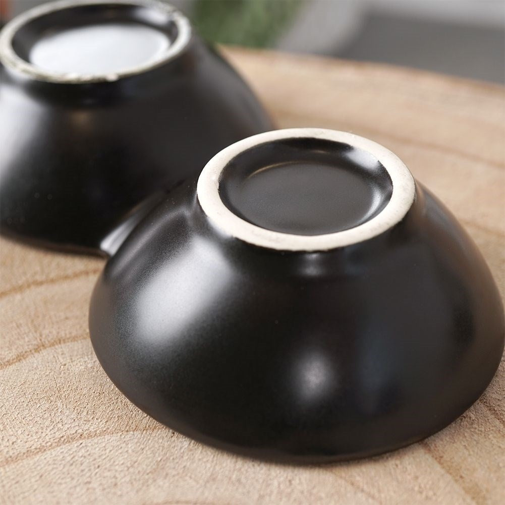 Bowl for snacks in black porcelain, 4-piece for dipping sauces