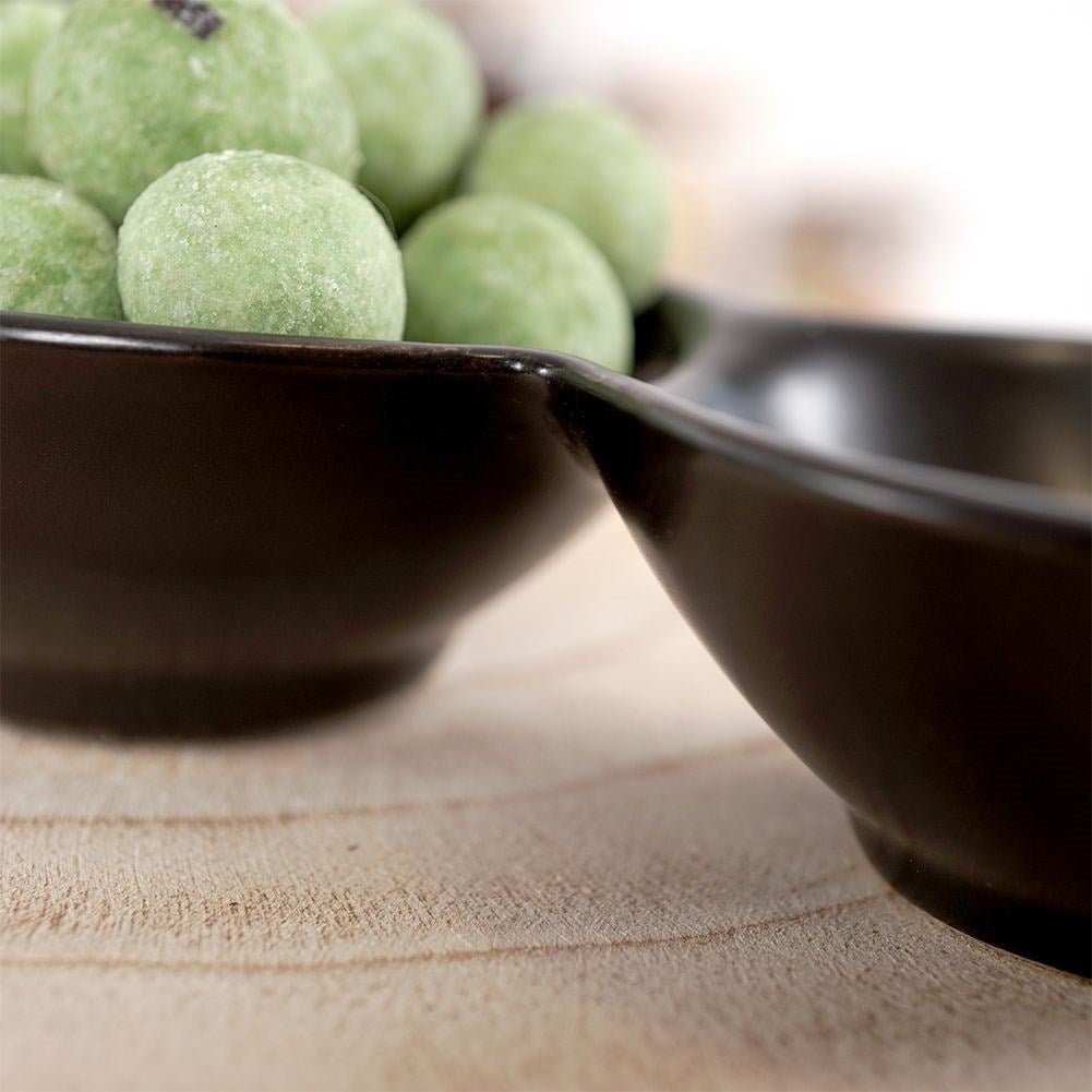 Bowl for snacks in black porcelain, 4-piece for dipping sauces