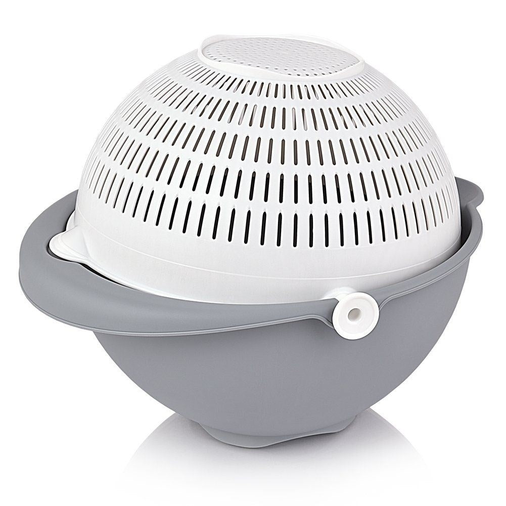 Bowl with Rotating Strainer - Wash & Strain Vegetables, Fruit, Pasta