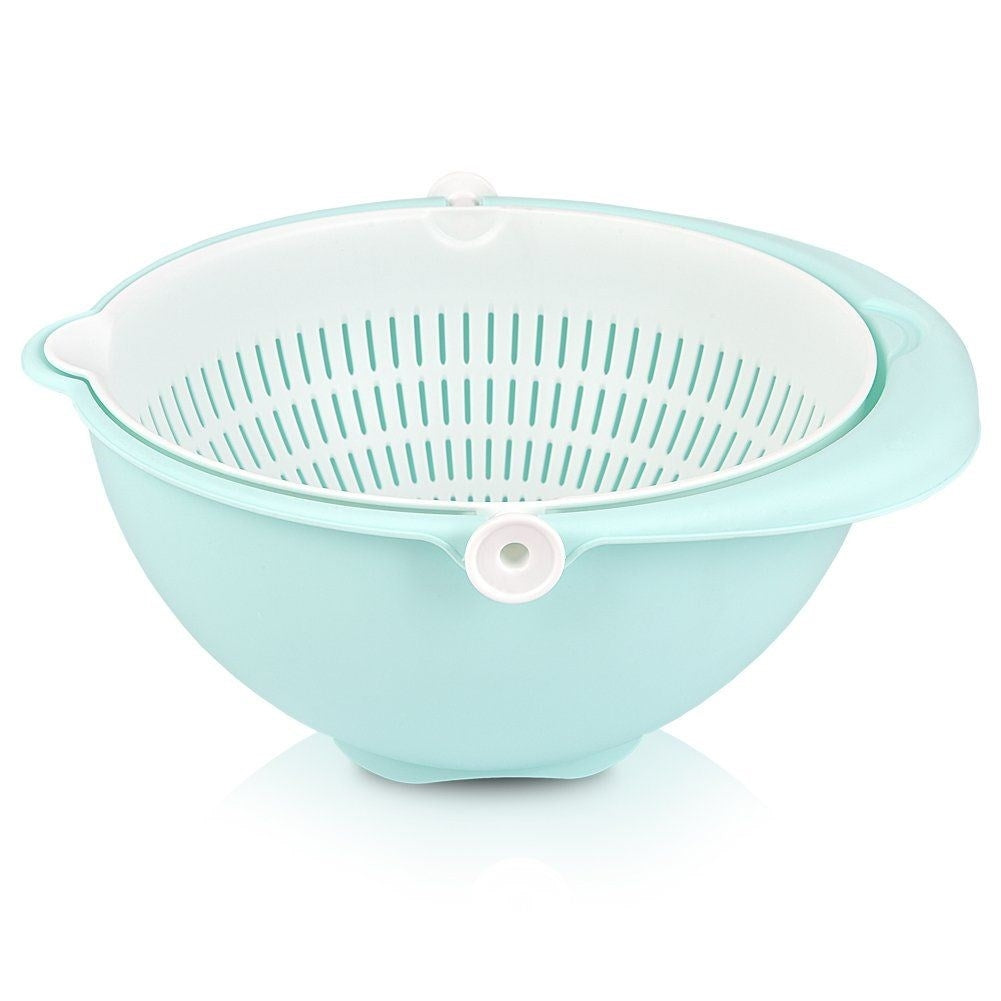 Bowl with Rotating Strainer - Wash & Strain Vegetables, Fruit, Pasta