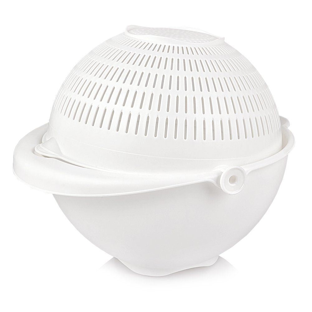 Bowl with Rotating Strainer - Wash & Strain Vegetables, Fruit, Pasta