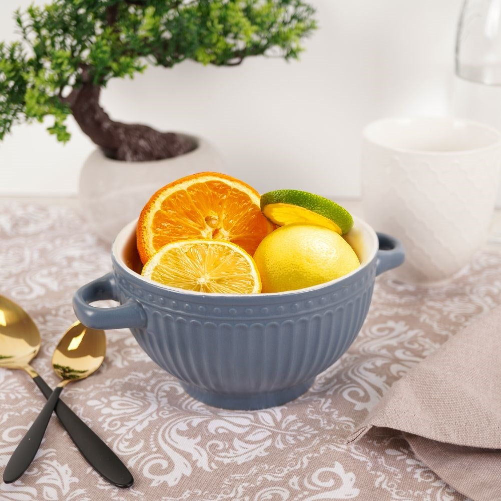 Bowl with ears for soup, cereal, yogurt, fruit or snacks