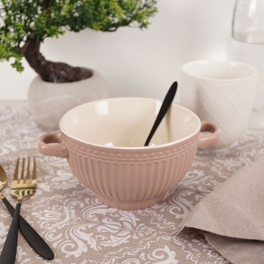 Bowl with ears for soup, cereal, yogurt, fruit, snacks