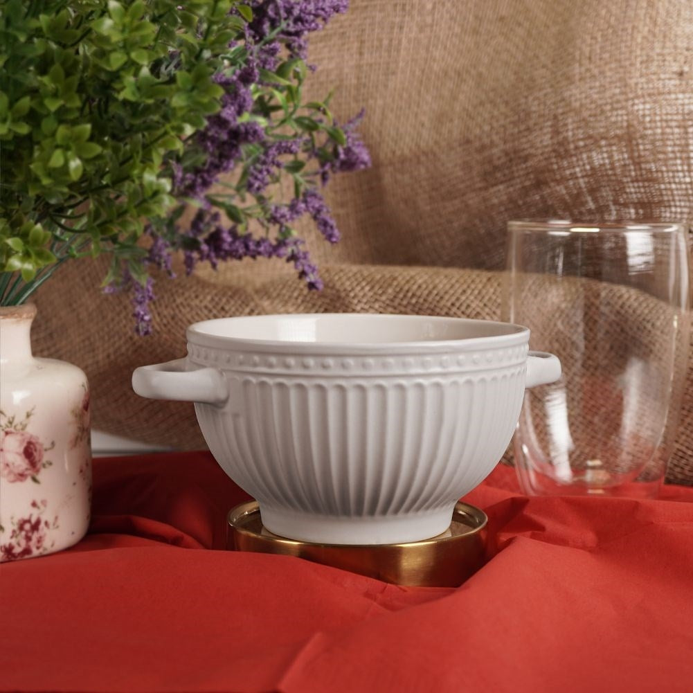 Bowl with ears for soup, cereal, yogurt, fruit, snacks