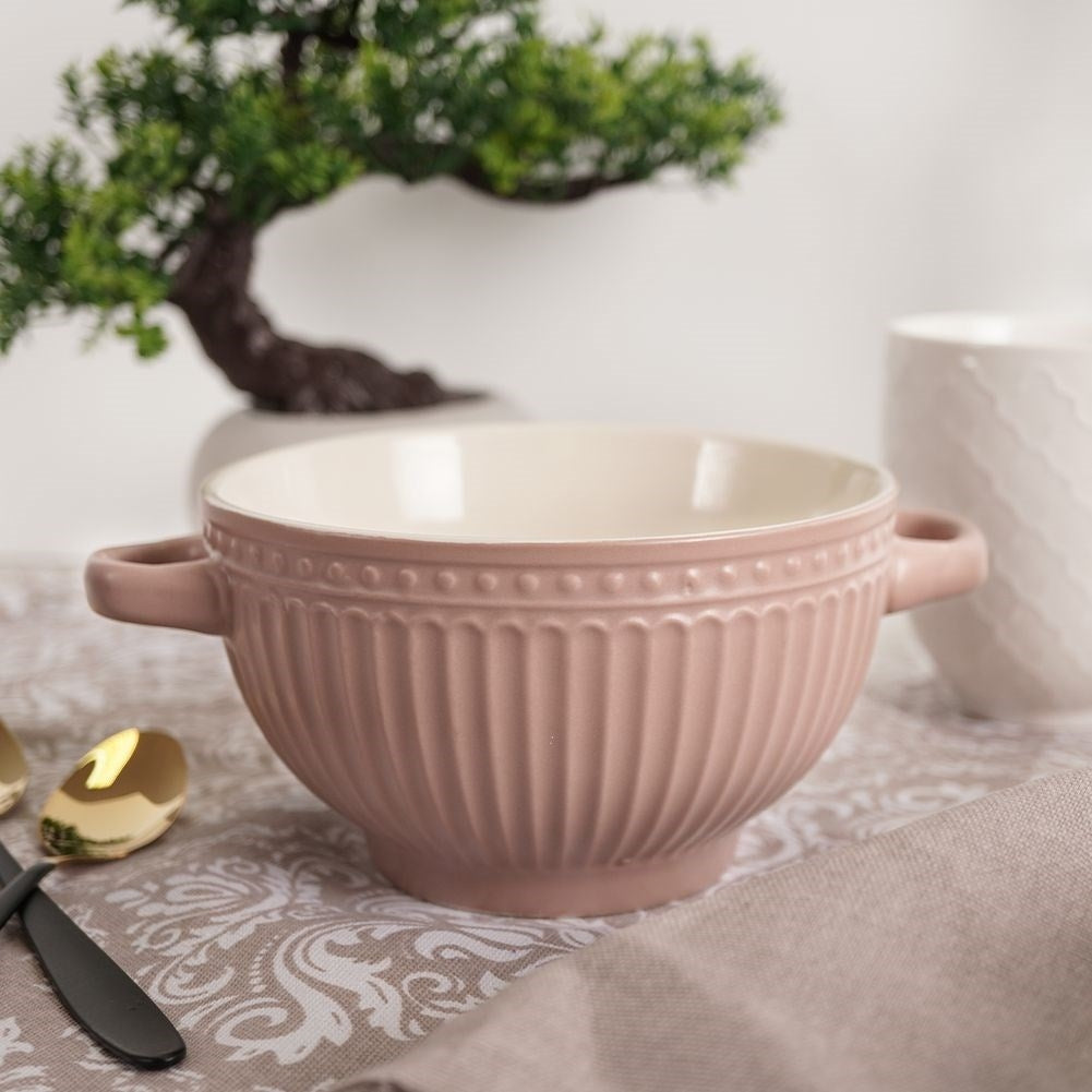 Bowl with ears for soup, cereal, yogurt, fruit, snacks